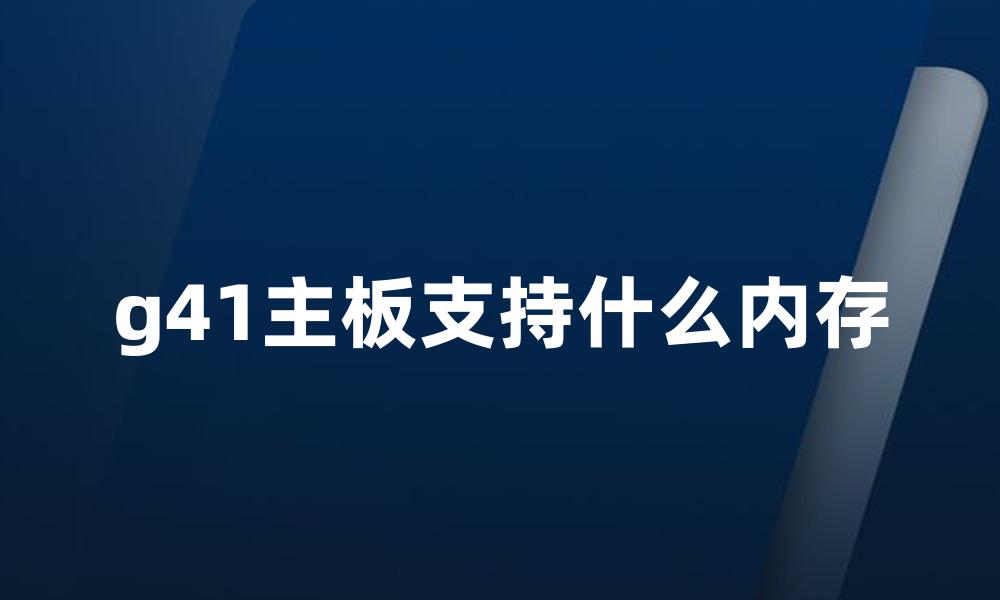 g41主板支持什么内存