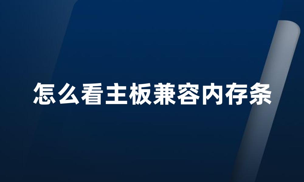 怎么看主板兼容内存条