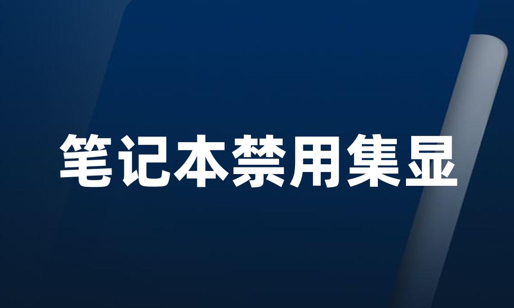 笔记本禁用集显