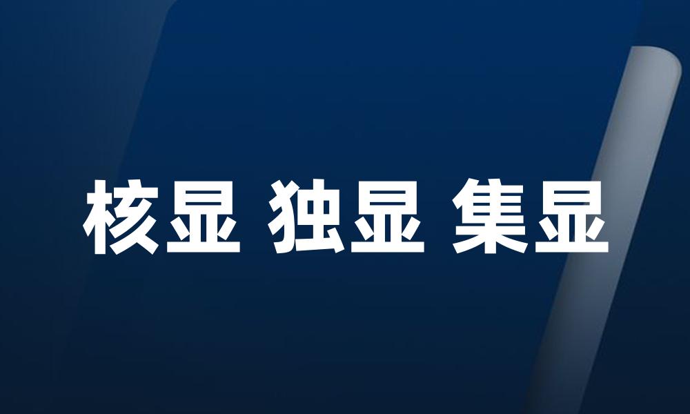 核显 独显 集显