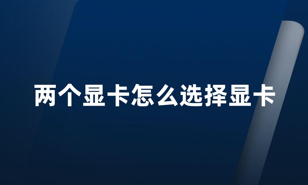 两个显卡怎么选择显卡