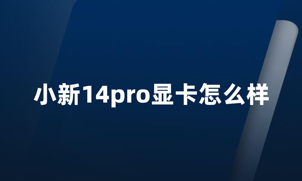 小新14pro显卡怎么样