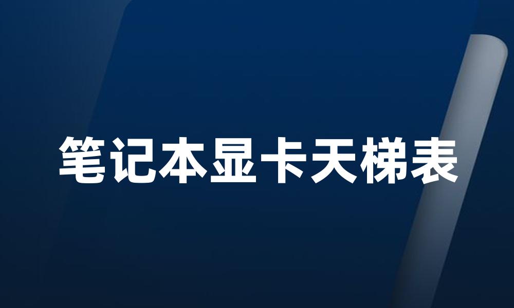 笔记本显卡天梯表