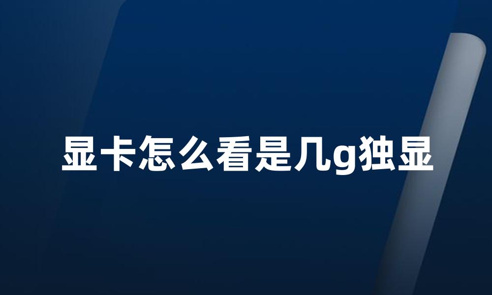 显卡怎么看是几g独显