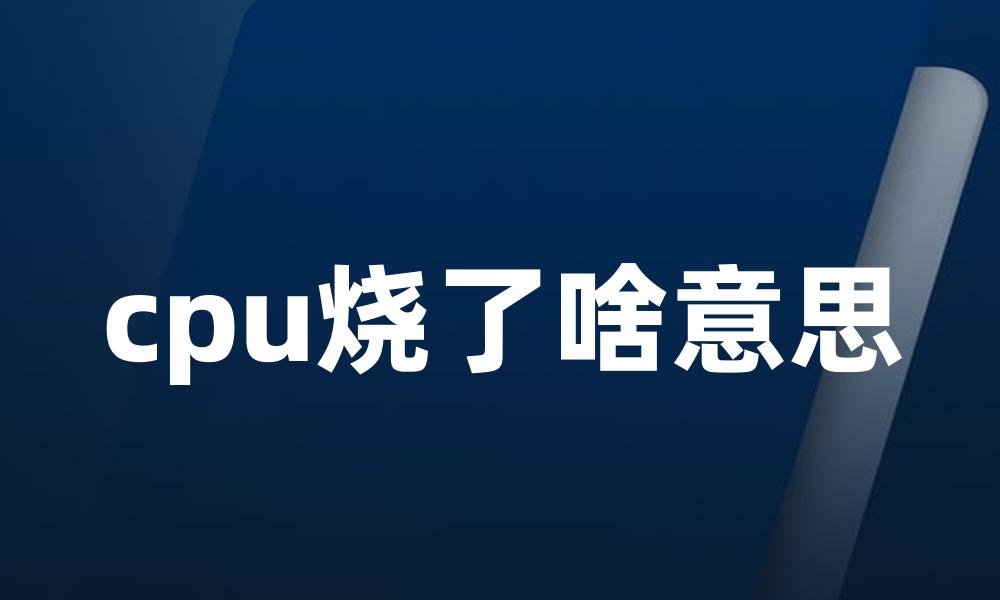 cpu烧了啥意思