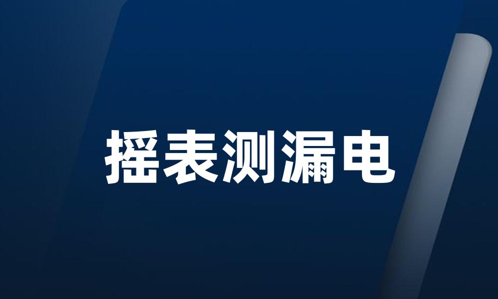 摇表测漏电