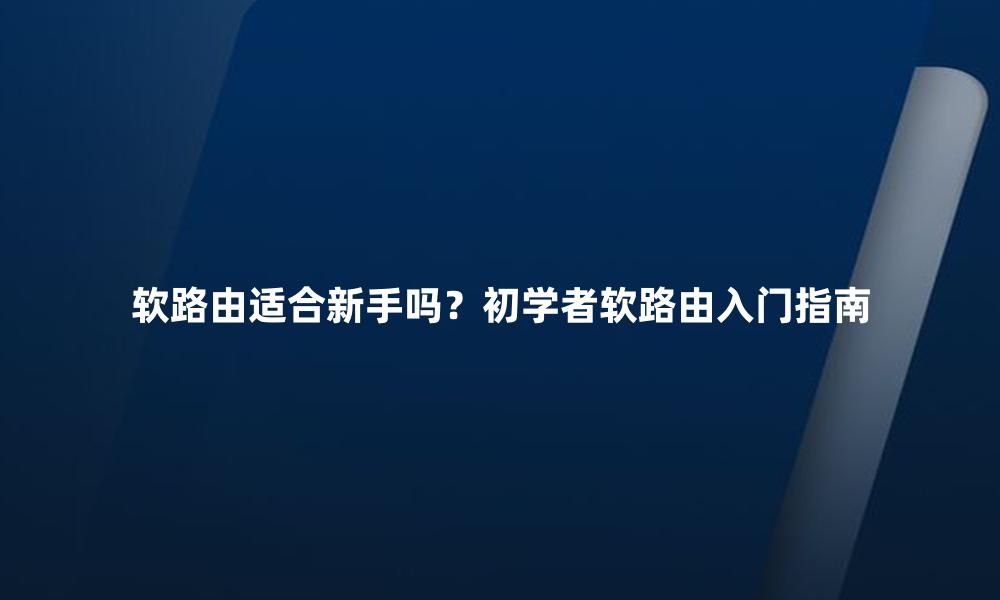 软路由适合新手吗?初学者软路由入门指南