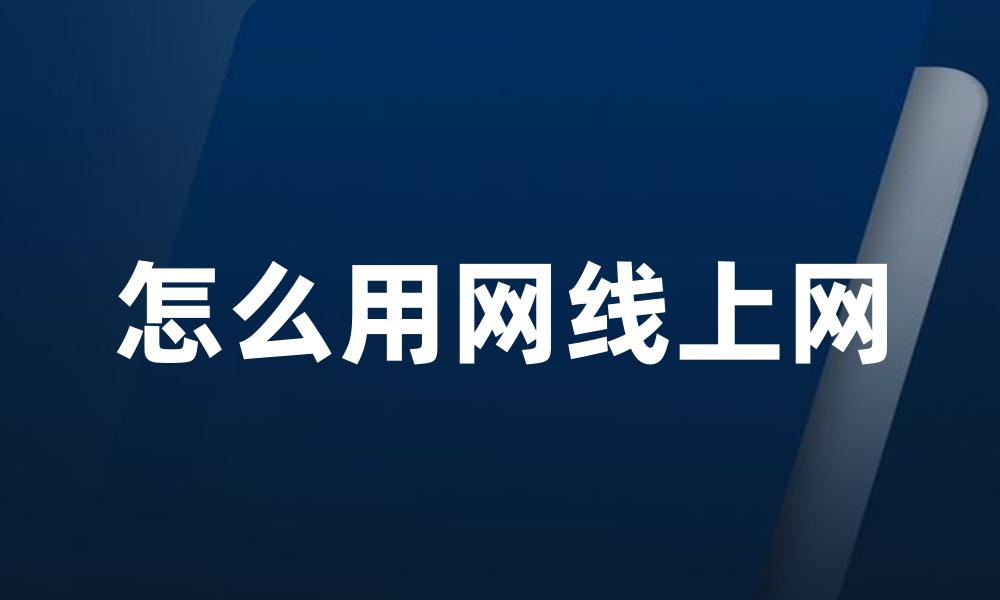 怎么用网线上网