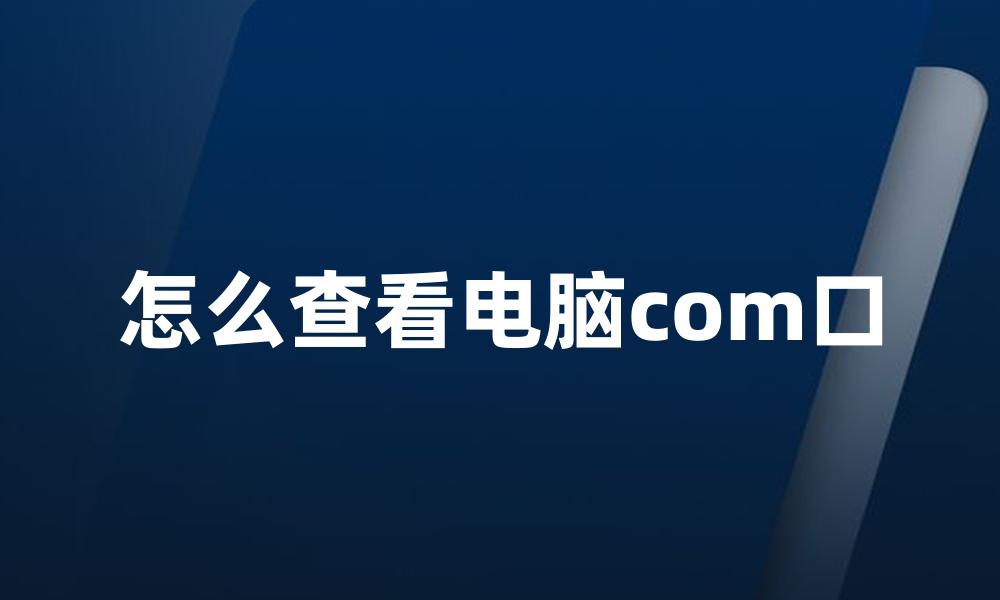 怎么查看电脑com口