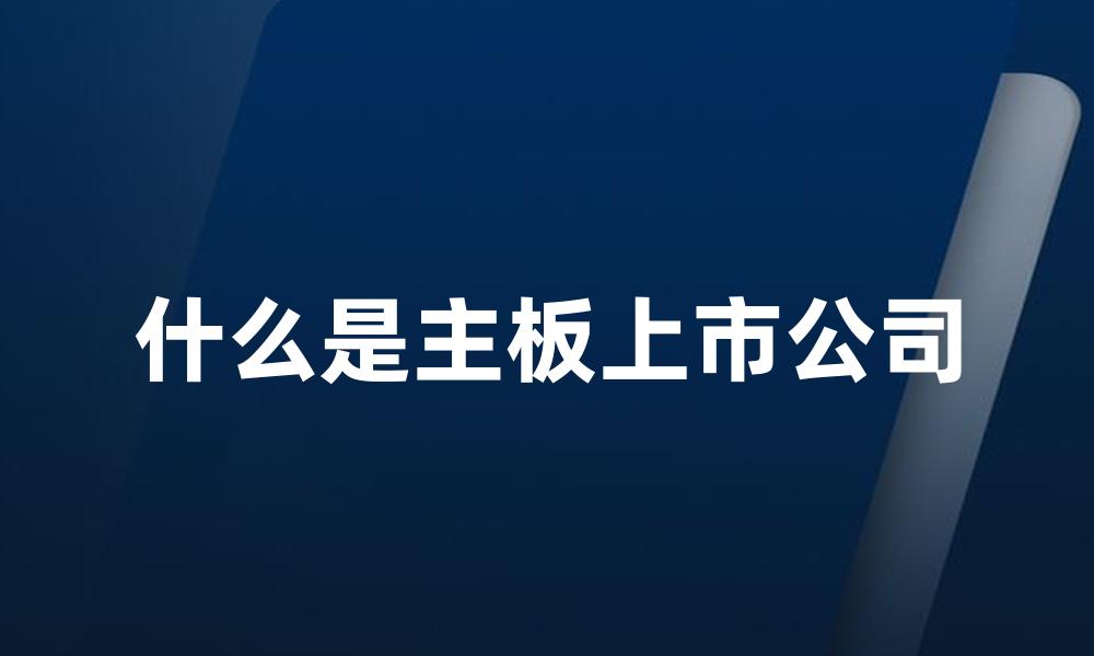 什么是主板上市公司