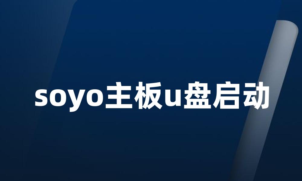 soyo主板u盘启动